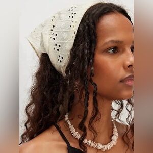 Free People Claro Eyelet Hair Scarf. NWT.  Ivory